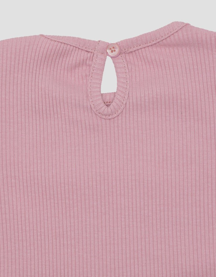 Little M Ribbed With Embroidery Blouse for Girls