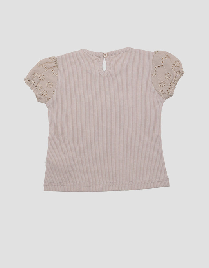 Little M Ribbed With Embroidery Blouse for Girls