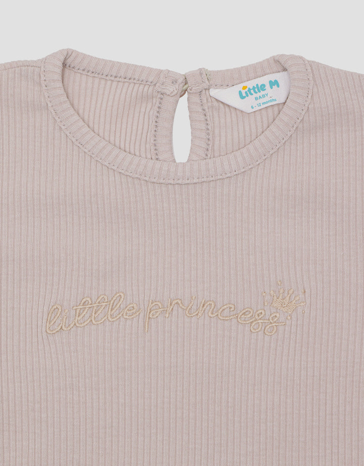 Little M Ribbed With Bordir Blouse Anak Perempuan