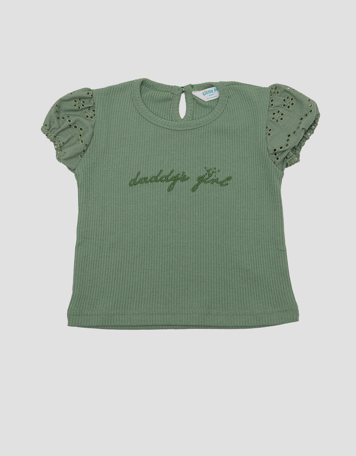 Little M Ribbed With Bordir Blouse Anak Perempuan