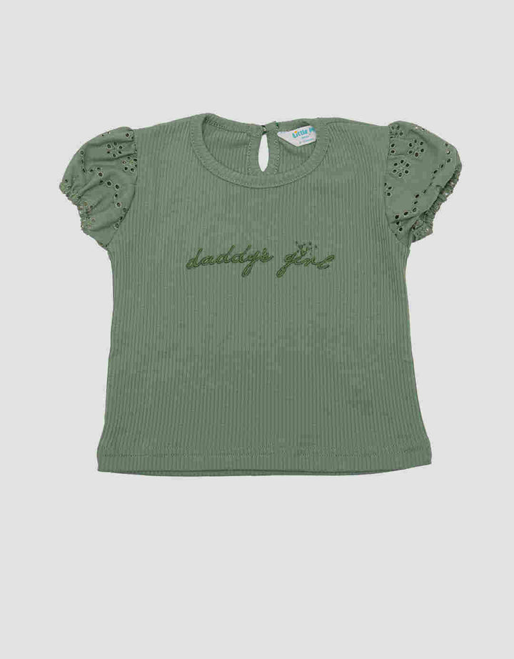 Little M Ribbed With Bordir Blouse Anak Perempuan