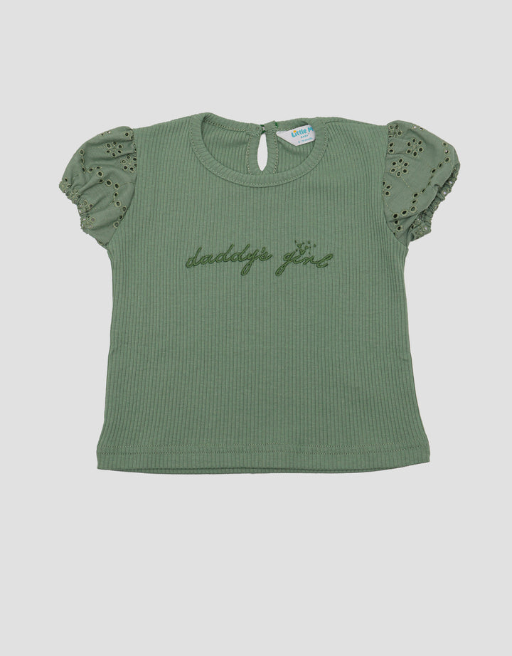 Little M Ribbed With Bordir Blouse Anak Perempuan