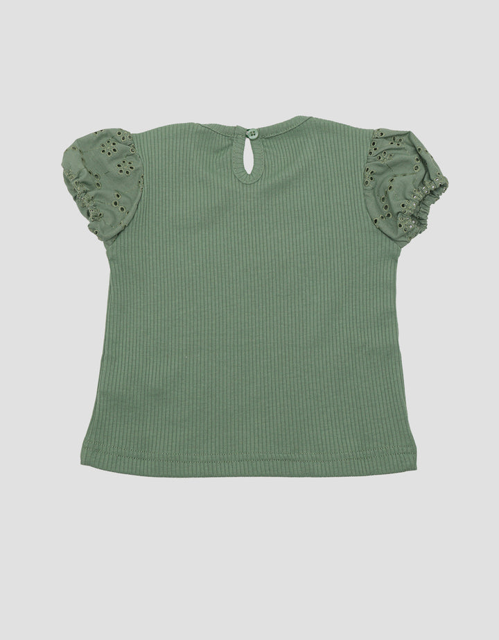 Little M Ribbed With Bordir Blouse Anak Perempuan