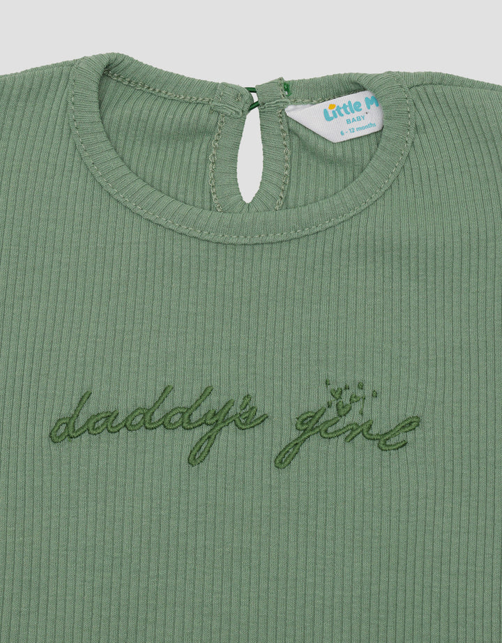 Little M Ribbed With Bordir Blouse Anak Perempuan