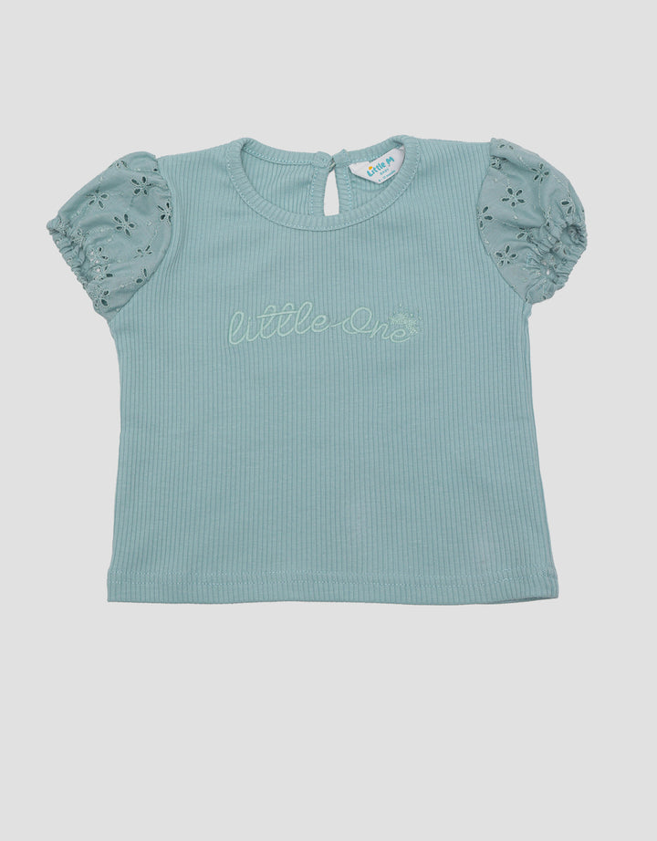 Little M Ribbed With Embroidery Blouse for Girls
