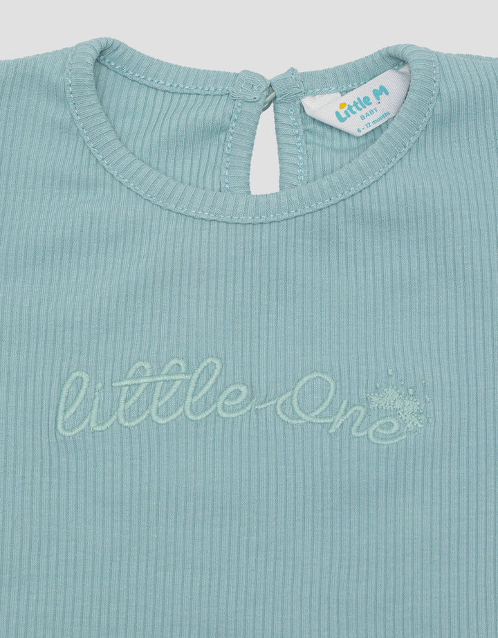 Little M Ribbed With Bordir Blouse Anak Perempuan