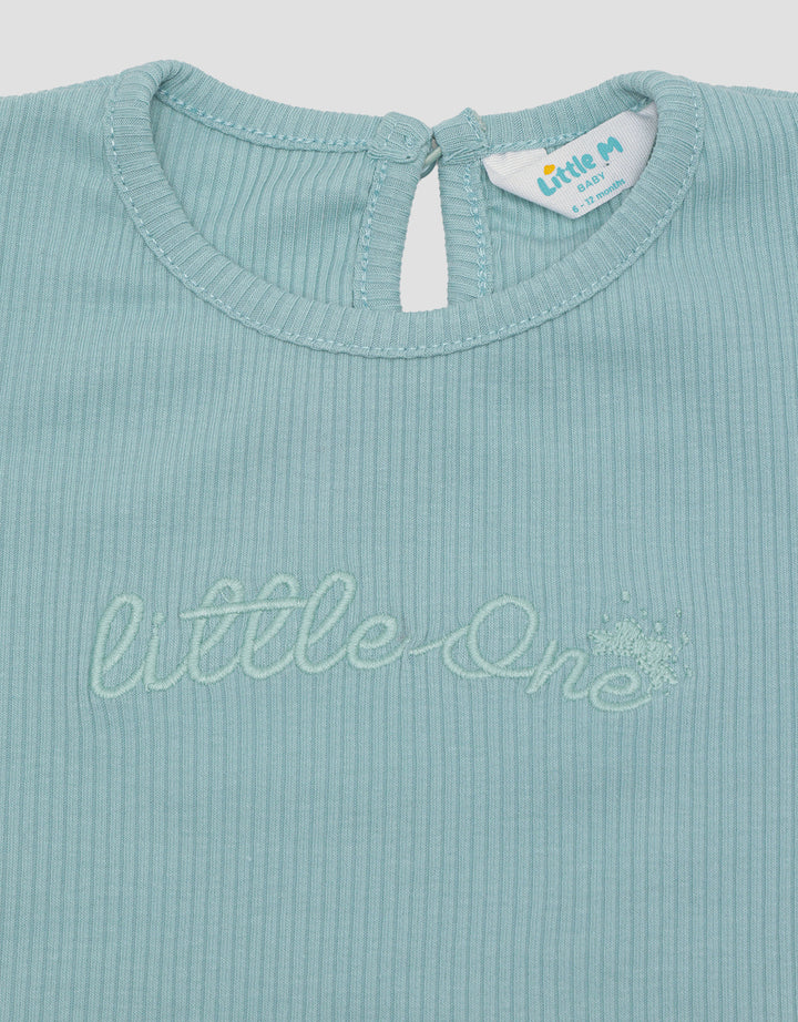 Little M Ribbed With Embroidery Blouse for Girls