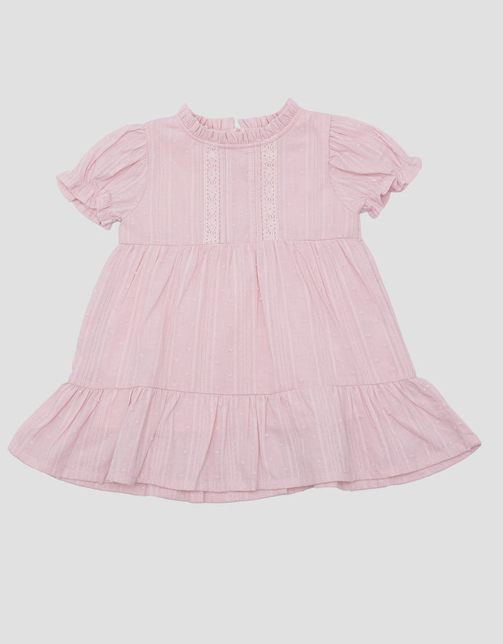 Little M Texture With Lace Midi Dress for Girls