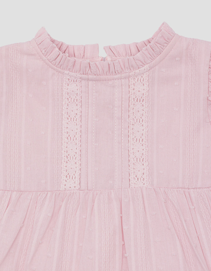 Little M Texture With Lace Midi Dress for Girls