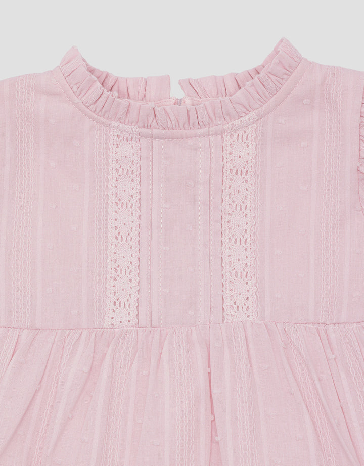 Little M Texture With Lace Midi Dress for Girls