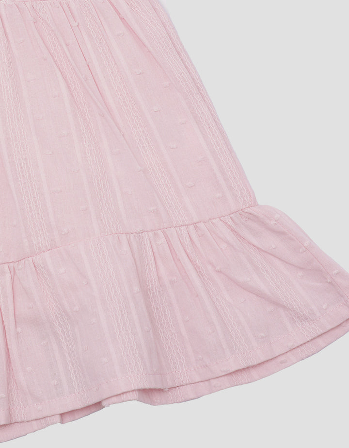 Little M Texture With Lace Midi Dress for Girls