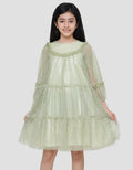 Sweet Miss Brocade Half Neck Midi Dress for Girls
