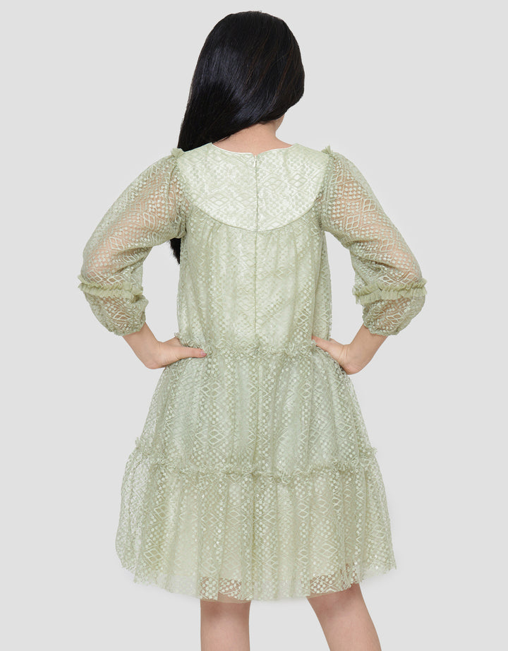 Sweet Miss Brocade Half Neck Midi Dress for Girls