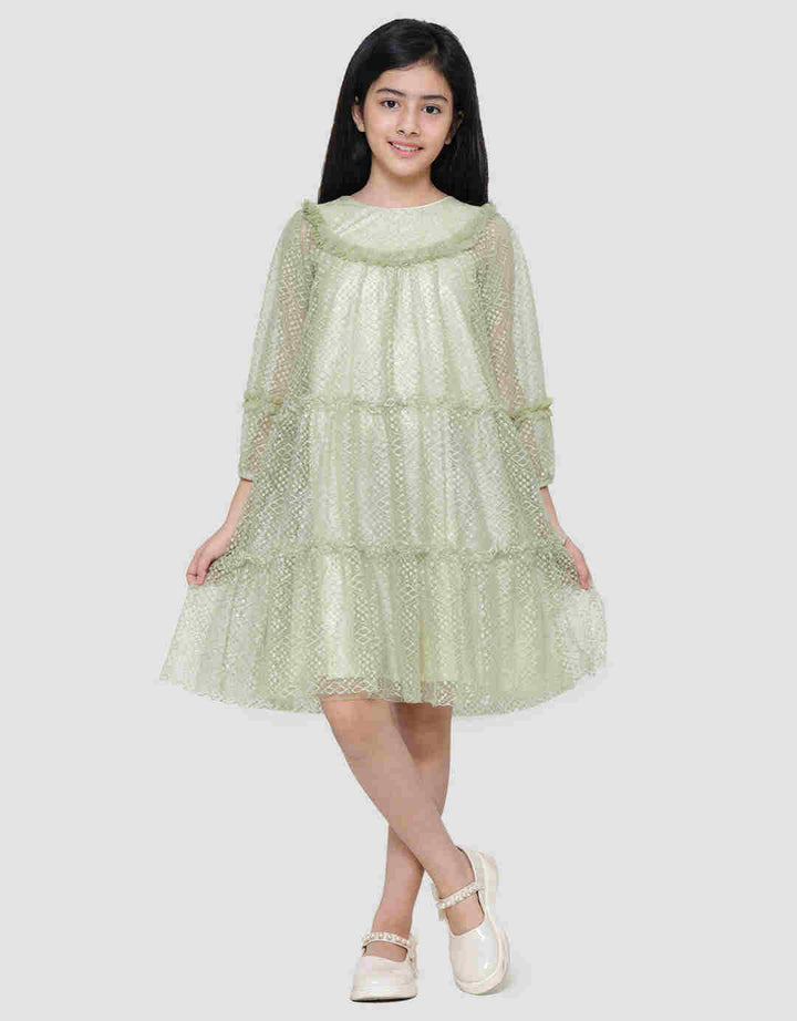 Sweet Miss Brokat Leher Half Midi Dress Anak Perempuan
