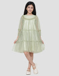 Sweet Miss Brocade Half Neck Midi Dress for Girls