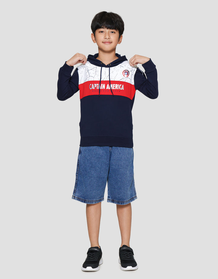 Marvel Avg Capt Amrik Bnw Cutsewn Marble Sweater Anak Laki-laki