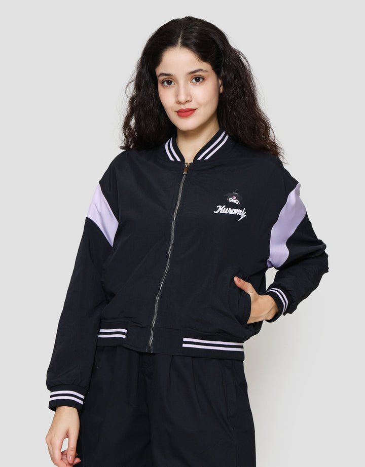 Nevada Woven Zipper Varsity Sanrio Kuromi Jaket Wanita