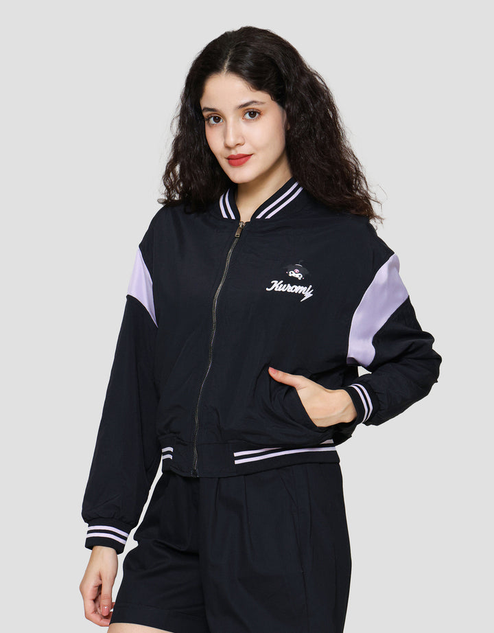 Nevada Woven Zipper Varsity Sanrio Kuromi Jaket Wanita