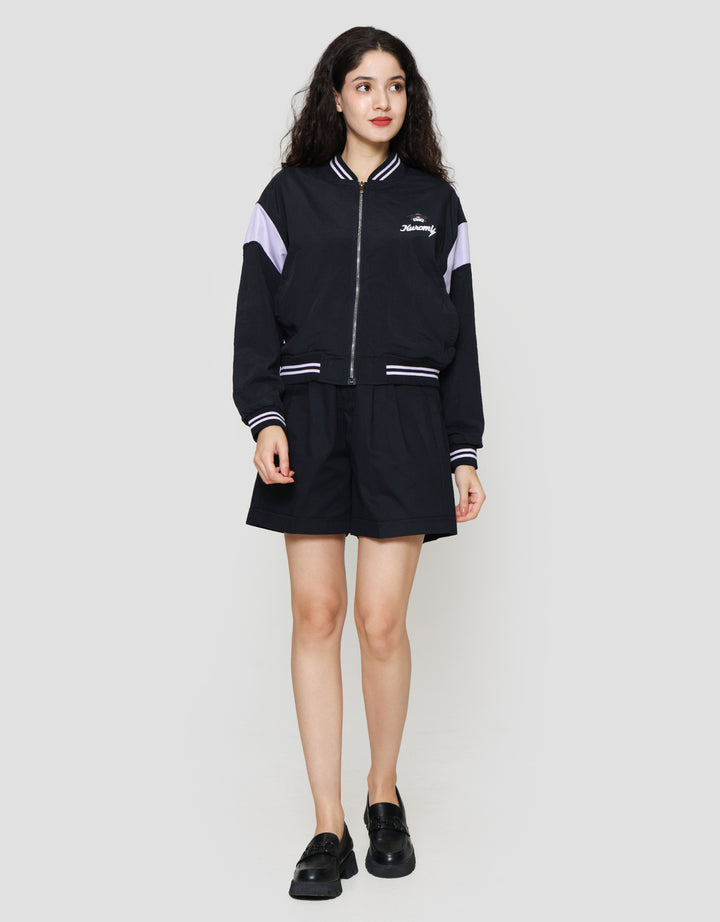 Nevada Woven Zipper Varsity Sanrio Kuromi Jaket Wanita