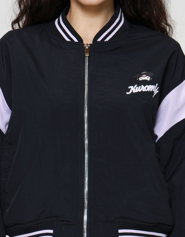 Nevada Woven Zipper Varsity Sanrio Kuromi Jaket Wanita