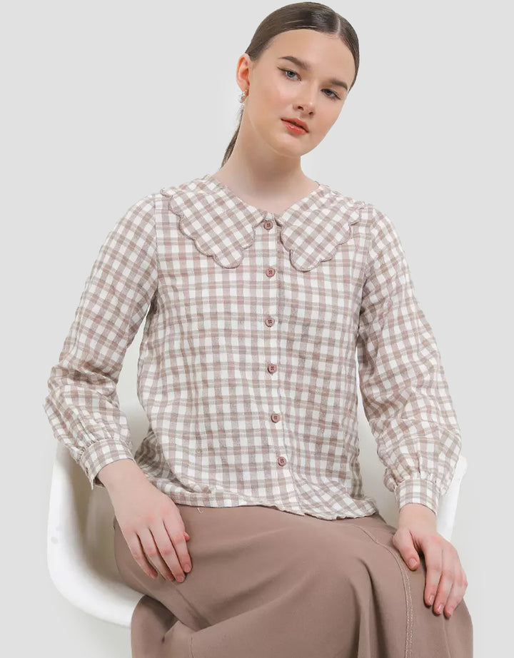 Exit Pikela Blouse Kemeja Motif Kotak Wanita