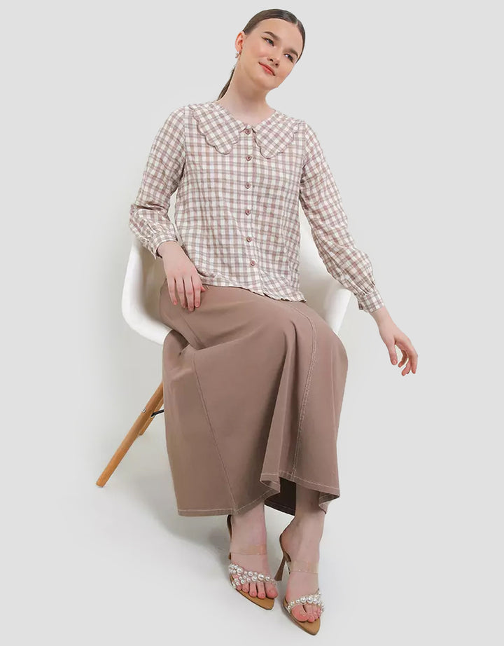 Exit Pikela Blouse Kemeja Motif Kotak Wanita