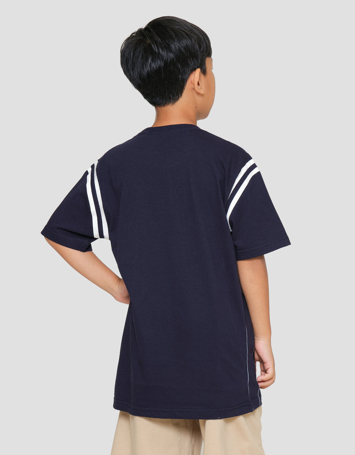 Nevada Salur Crew Bear Kaos Lengan Pendek Anak Laki-Laki