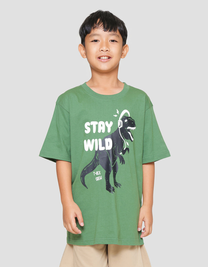 Nevada Stay Wild Dino Kaos Anak Laki-laki