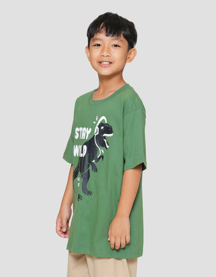 Nevada Stay Wild Dino Kaos Anak Laki-laki