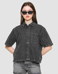 Nevada With Pocket Kemeja Denim Lengan Pendek Wanita