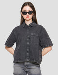 Nevada With Pocket Kemeja Denim Lengan Pendek Wanita