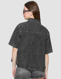 Nevada With Pocket Kemeja Denim Lengan Pendek Wanita