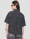 Nevada With Pocket Kemeja Denim Lengan Pendek Wanita