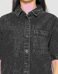 Nevada With Pocket Kemeja Denim Lengan Pendek Wanita