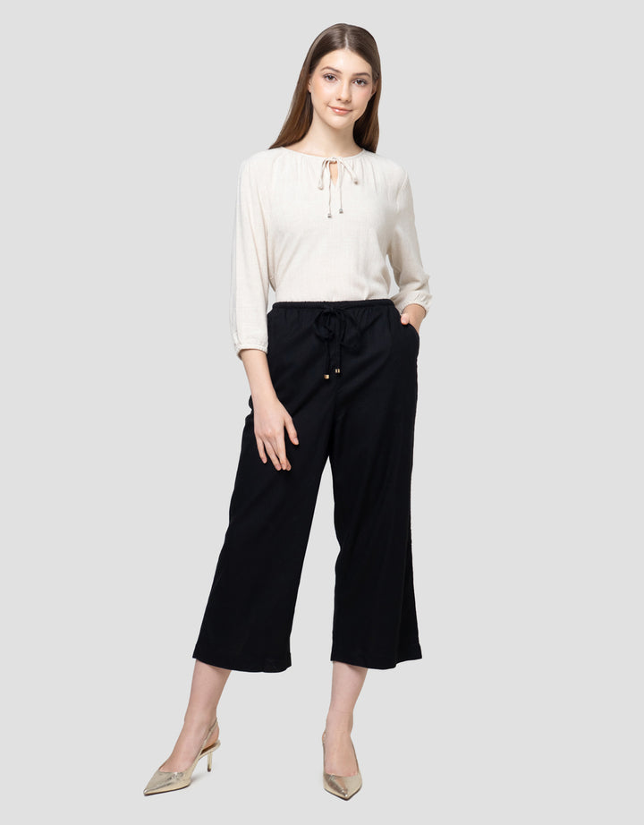 St. Yves Relaxed Linen Cropped Celana Wanita