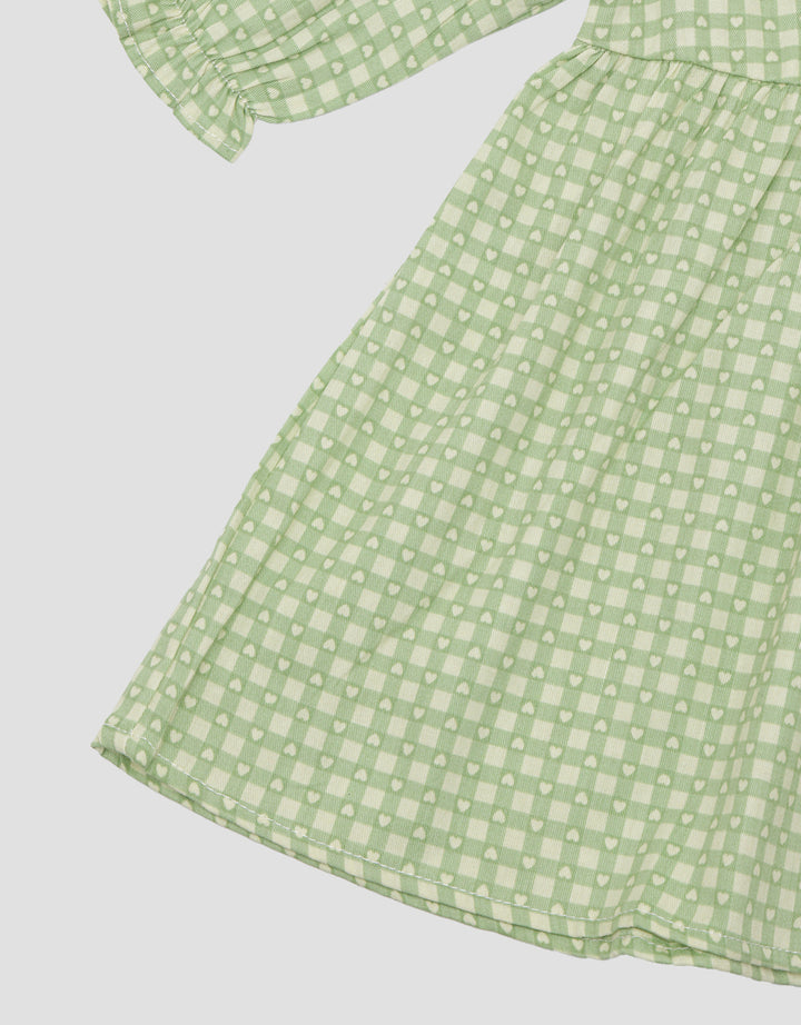 Little M Fullprint Kotak Heart Midi Dress Anak Perempuan