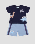 Little M Jersey Cool Dino Blue Pakaian Setelan Anak Laki-laki
