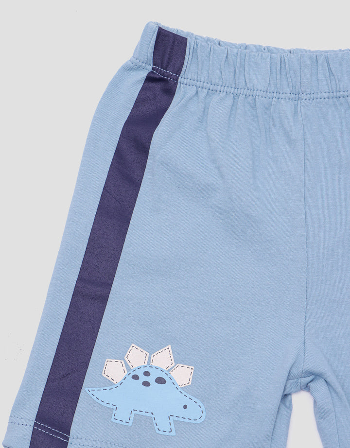 Little M Jersey Cool Dino Blue Pakaian Setelan Anak Laki-laki
