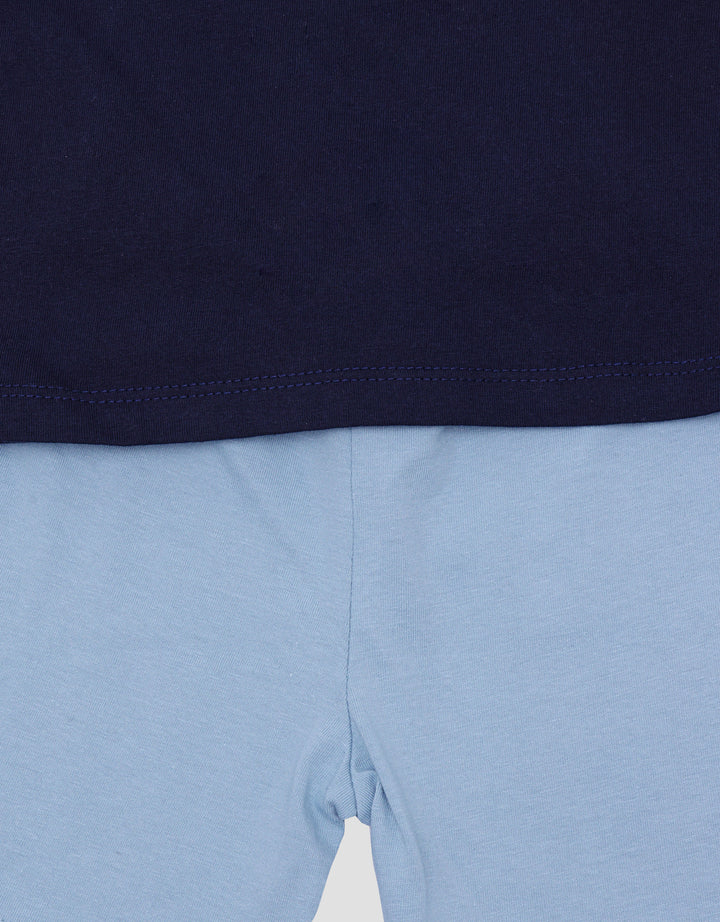 Little M Jersey Cool Dino Blue Pakaian Setelan Anak Laki-laki