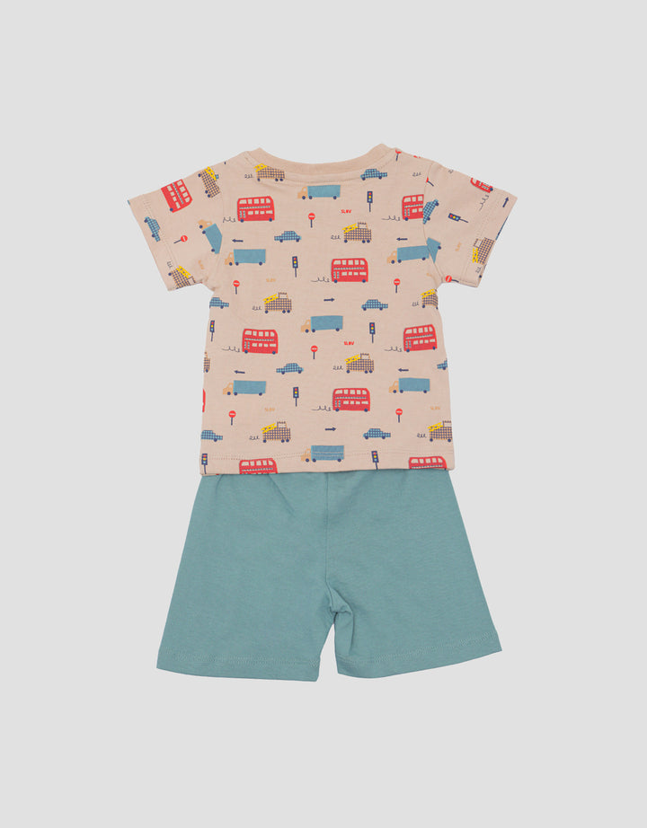 Little M Bus Double Deker Pakaian Setelan Anak Laki-laki