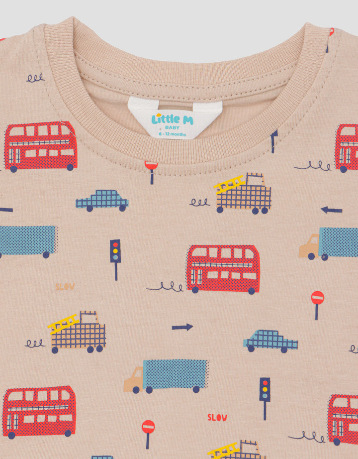 Little M Bus Double Deker Pakaian Setelan Anak Laki-laki