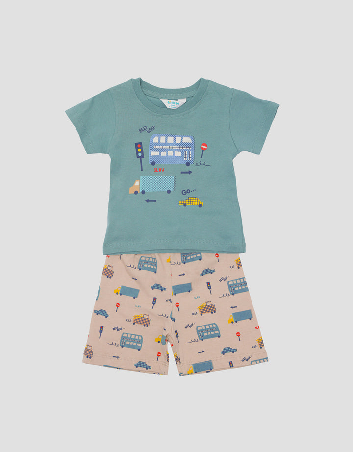 Little M Transportation Baju Set Jersey Bayi Laki-Laki