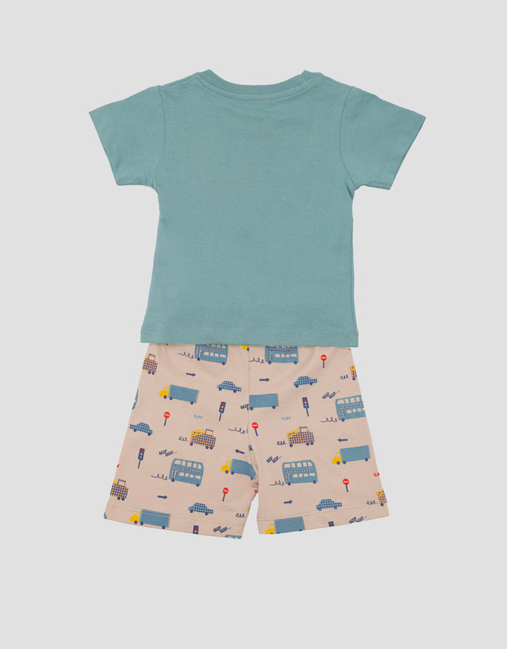 Little M Transportation Baju Set Jersey Bayi Laki-Laki