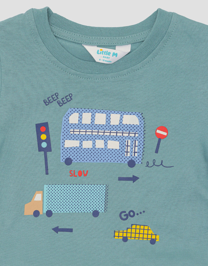 Little M Transportation Baju Set Jersey Bayi Laki-Laki