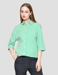 Lois Girl Print Stripes Kemeja Lengan Panjang Wanita