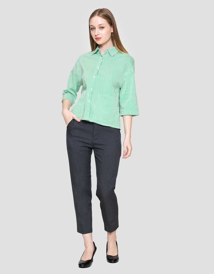 Lois Girl Print Stripes Kemeja Lengan Panjang Wanita