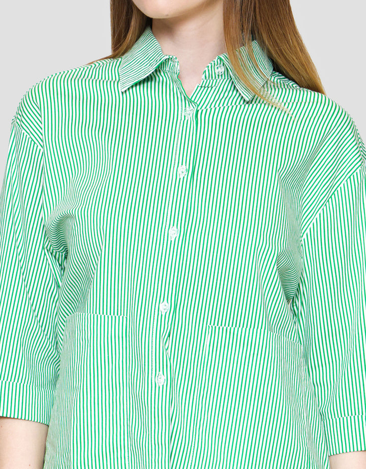 Lois Girl Print Stripes Kemeja Lengan Panjang Wanita