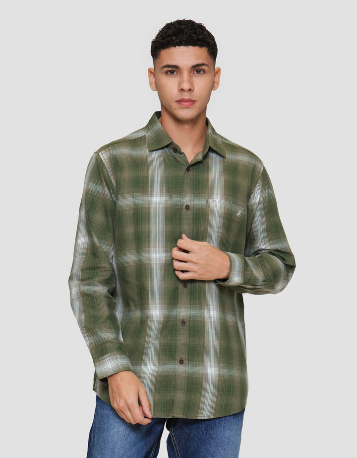 Lois Print Checks Kemeja Lengan Panjang Pria