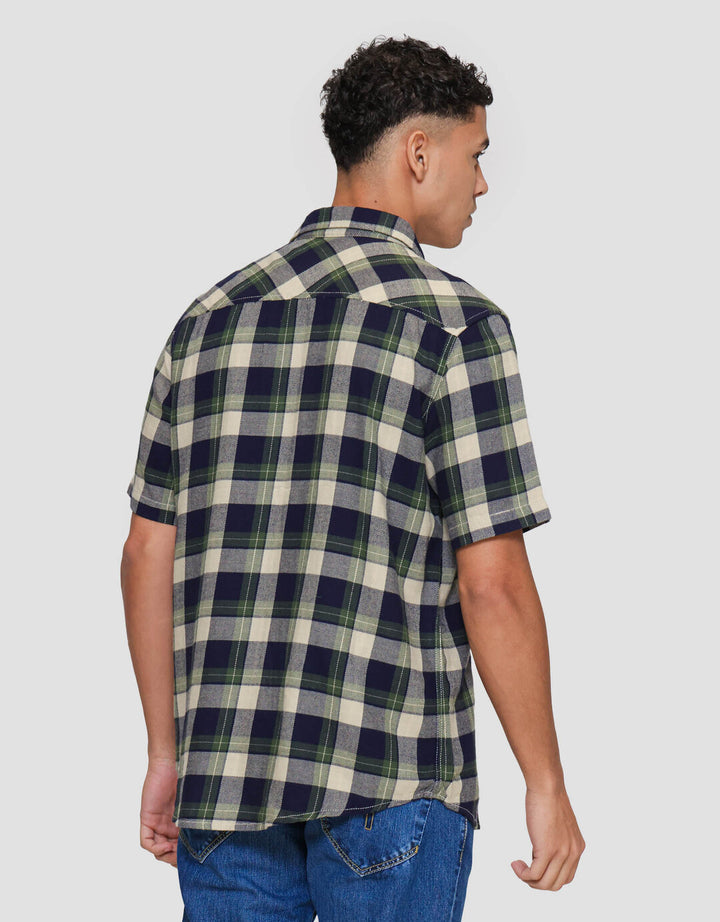 Lois Print Checks Kemeja Lengan Pendek Pria