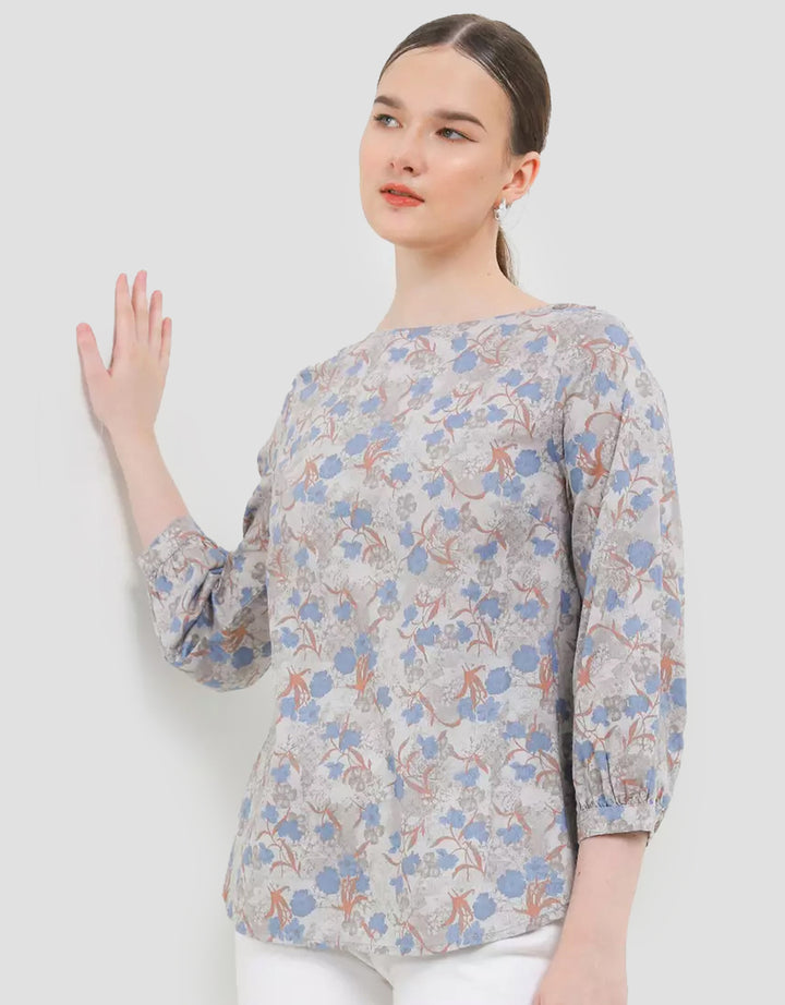 Expand Lineta Blouse Kemeja Motif Bunga Wanita